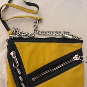 Botkier Yellow and Black Crossbody Bag with Silver Accents